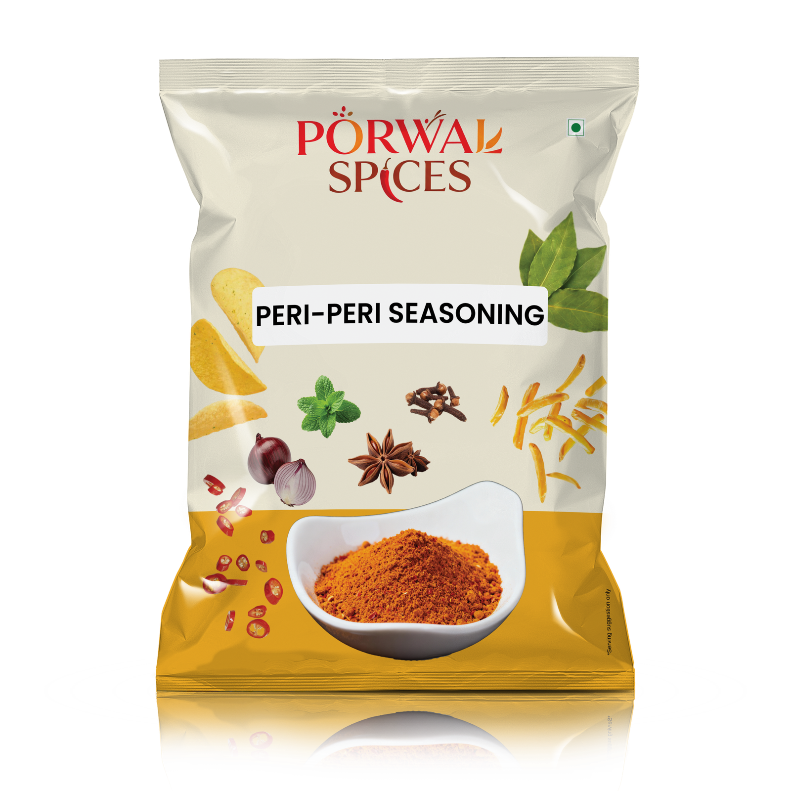 Peri Peri Seasoning powder in a small bowl, showing a vibrant mix of red chili flakes, paprika, garlic powder, onion powder, oregano, and other spices.